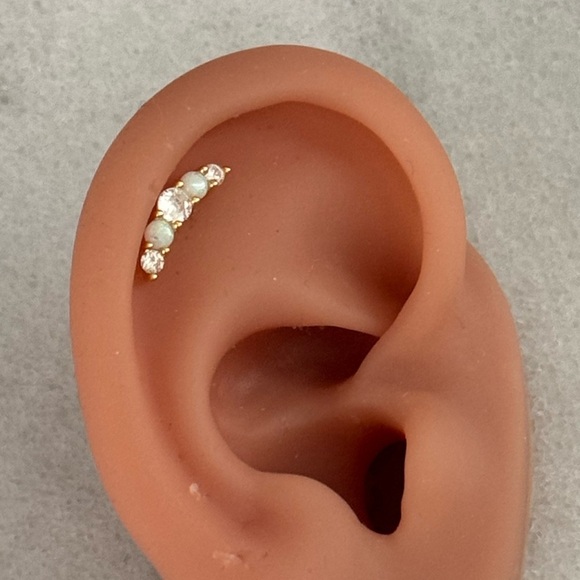 Modest Lu Jewelry - Gold Crystal Opal Arch Cartilage Earring 

Brand New
